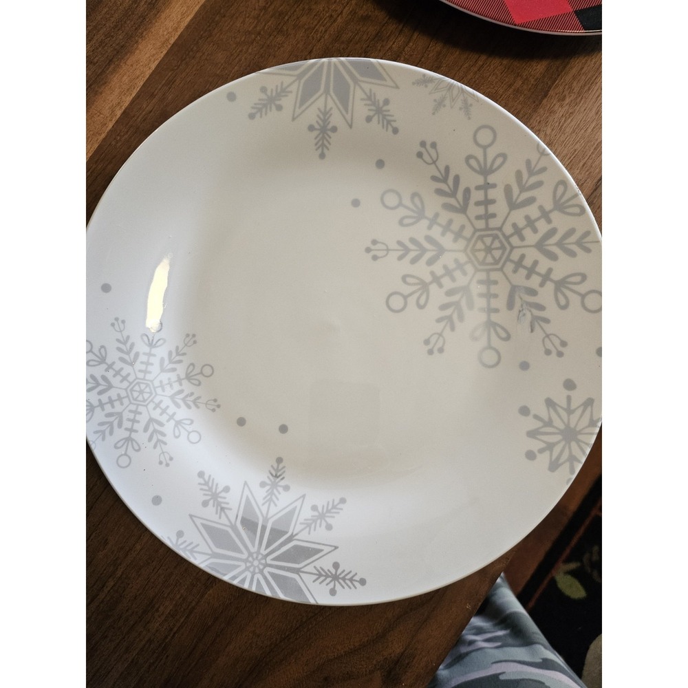 Royal Norfolk Silver Snowflake Christmas Dinner Plate 10.5" Holiday Decor